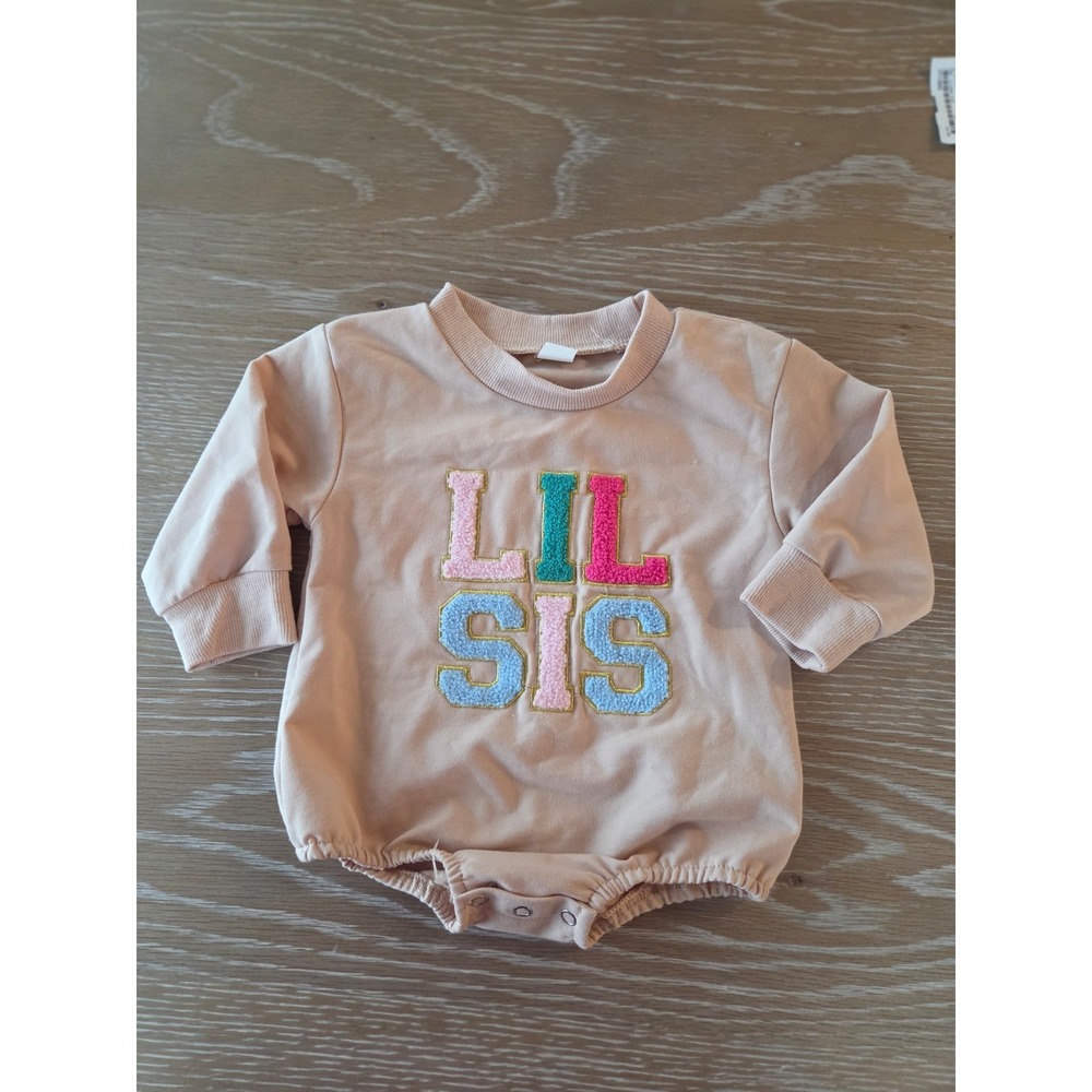 Boutique baby girl Lil sis romper 0-3‎ mos